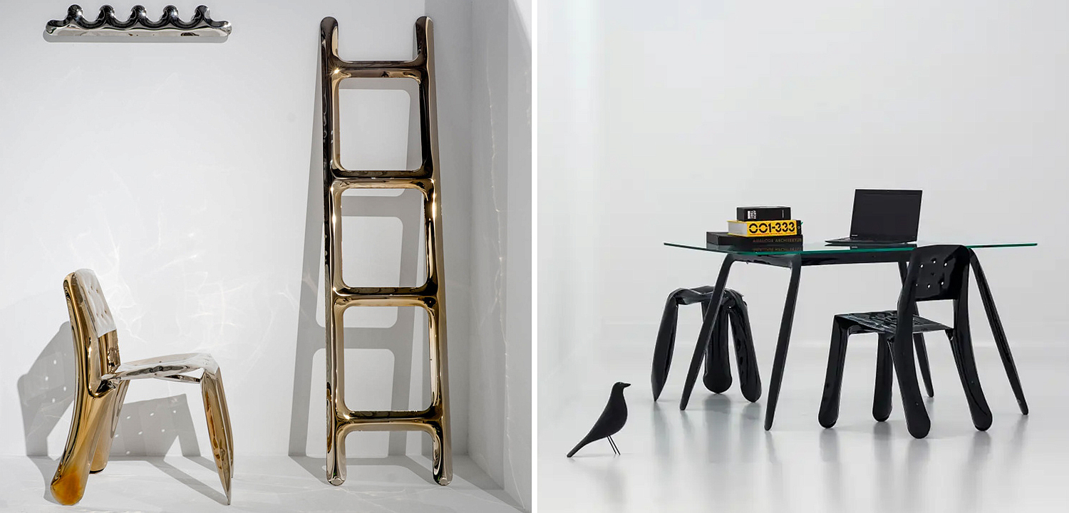 Стул Chippensteel 0.5 Polished Gold Glossy Color Carbon Steel Seating by Zieta Стул Chippensteel 0.5 Polished Gold Glossy Color Carbon Steel Seating by Zieta - Loft-Concept в Омске