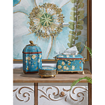 Салфетница прямоугольная голубого цвета с цветами и бабочками Blue Garden варинант исполнения - 2 | Loft Concept в Омске