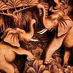 Панно из дерева пять слонов Panel With Animals варинант исполнения - 4 | Loft Concept в Омске