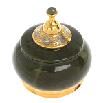 Икорница с крышкой с гравировкой из натурального камня Нефрит Decorative Cavair Dishes варинант исполнения - 4 | Loft Concept в Омске