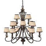 Люстра бронзового цвета с бежевыми абажурами из органзы в классическом стиле Hinkley варинант исполнения - 1 | Loft Concept в Омске