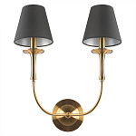 Бра с металлическим основанием бронзового цвета и 2-мя черными конусовидными абажурами Dignity варинант исполнения - 3 | Loft Concept в Омске