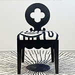 Дизайнерский стул с круглой деревянной спинкой Black and White Clover варинант исполнения - 2 | Loft Concept в Омске