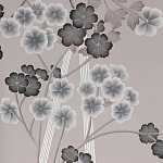 Обои ручная роспись Anemones in Light Dusk colourway on Lilac Hint slub silk варинант исполнения - 1 | Loft Concept в Омске