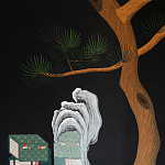 Обои ручная роспись The Art of Learning and Steps for the Flowers by Teo Yang Original colourway on Pitch dyed silk варинант исполнения - 2 | Loft Concept в Омске