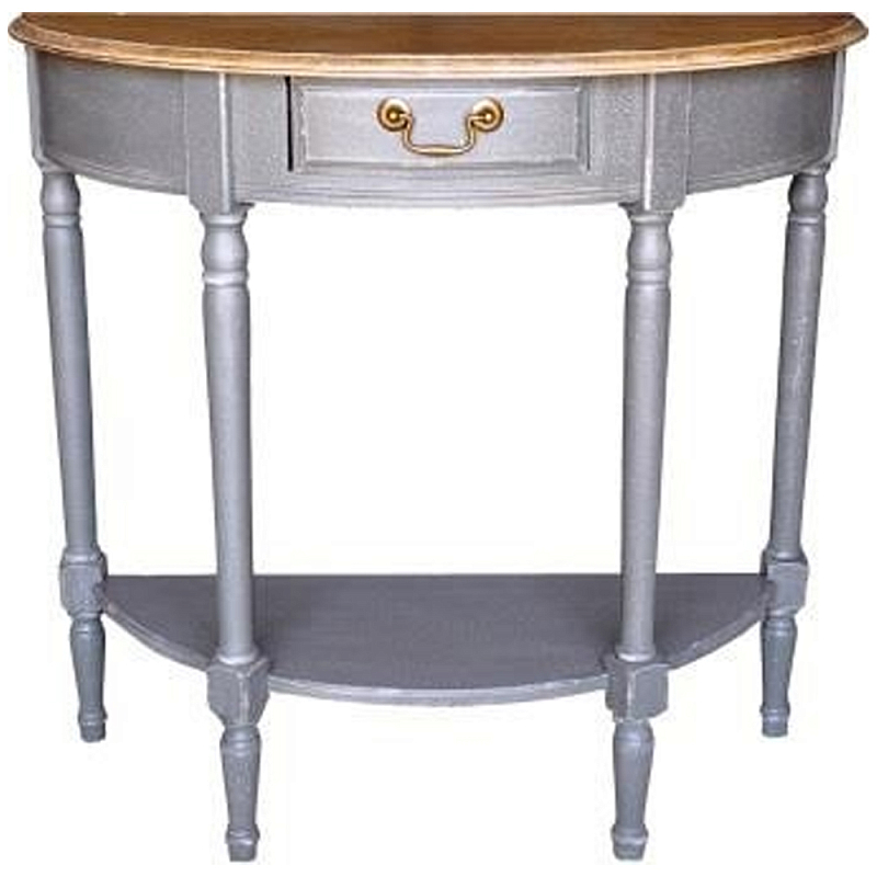 Полукруглая консоль в стиле прованс серая Margery Provence Grey Console Серый Дуб темный Полукруглая консоль в стиле прованс серая Margery Provence Grey Console Серый Дуб темный в Омске | Loft Concept