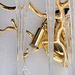 Бра золотого цвета с разветвленными ветвями и длинными прозрачными подвесками в форме стеклянных сосулек Droplet Chandelier варинант исполнения - 6 | Loft Concept в Омске