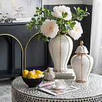 Ваза с золотыми полосами на белом фоне Chinoiserie Ceramics варинант исполнения - 3 | Loft Concept в Омске