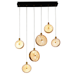 Подвесной светильник с плафонами из рельефного стекла Peony Glass Bronze Six варинант исполнения - 2 | Loft Concept в Омске