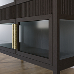 Витрина Primo со стеклянными фасадами и 2 ящиками Темный орех варинант исполнения - 3 | Loft Concept в Омске