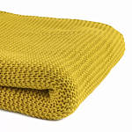 Плед из хлопка жемчужной вязки горчичного цвета Waffle Comfort варинант исполнения - 2 | Loft Concept в Омске