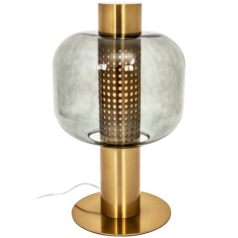 Настольная лампа со стеклянным плафоном Elario Metal Glass Table Lamp Латунь Дымчатый (Smoke) Настольная лампа со стеклянным плафоном Elario Metal Glass Table Lamp Латунь Дымчатый (Smoke) в Омске | Loft Concept