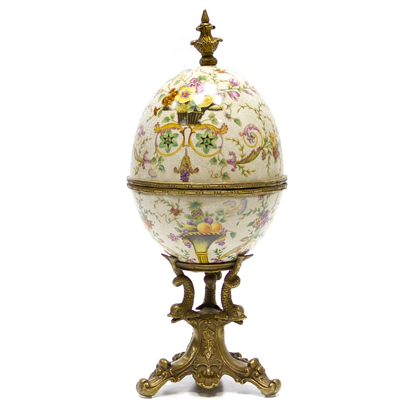 Шкатулка Egg Box Floral Motifs Бежевый Бронза Шкатулка Egg Box Floral Motifs Бежевый Бронза в Омске | Loft Concept