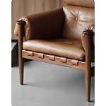 Кресло с деревянным каркасом и обивкой из натуральной кожи Medieval Furniture варинант исполнения - 4 | Loft Concept в Омске