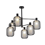 Люстра потолочная с абажурами из металлической сетки Loft Grid Pendant Gold варинант исполнения - 4 | Loft Concept в Омске