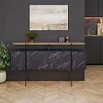 Комод с цветом фасада черный мрамор с деревянной столешницей на металлических ножках HANLEY CONSOLE HITIT BENDIR варинант исполнения - 1 | Loft Concept в Омске