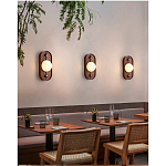 Настенный светильник овальный с деревянным основанием Wood Wall Lamp варинант исполнения - 1 | Loft Concept в Омске