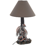 Настольная лампа с абажуром Дракон Silver Red Dragon Коричневый абажур варинант исполнения - 1 | Loft Concept в Омске