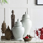 Ваза белая с крышкой однотонная Chinoiserie Ceramics варинант исполнения - 4 | Loft Concept в Омске