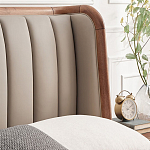 Кровать двуспальная с мягким изголовьем Moon Walnut Bed варинант исполнения - 6 | Loft Concept в Омске
