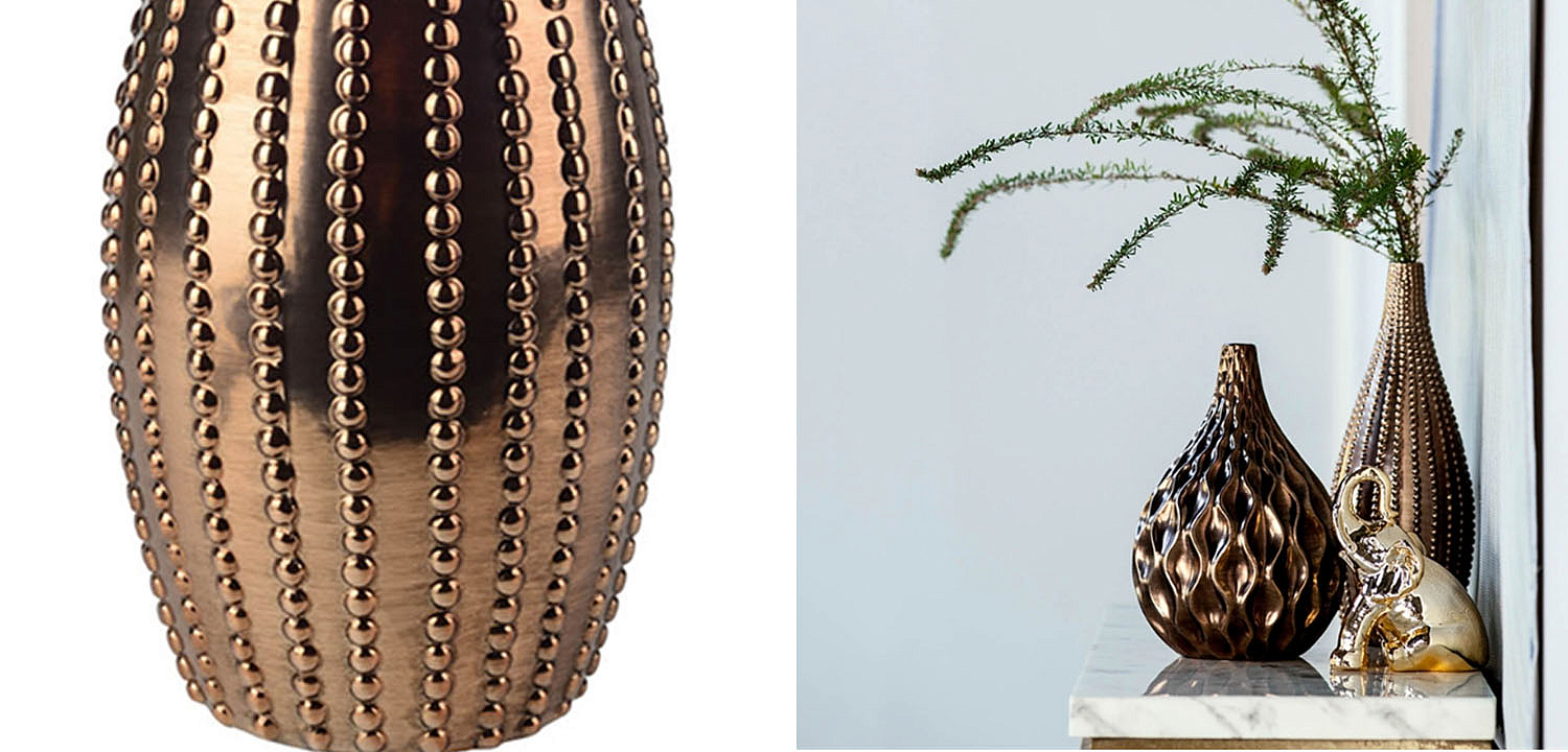 Ваза Ribbed Vase Narrow Throat bronze-gold 38 Ваза Ribbed Vase Narrow Throat bronze-gold 38 - Loft-Concept в Омске