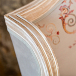 Двухместный диван из массива бука серый с растительным орнаментом Raffael Blue Grey Sofa варинант исполнения - 4 | Loft Concept в Омске