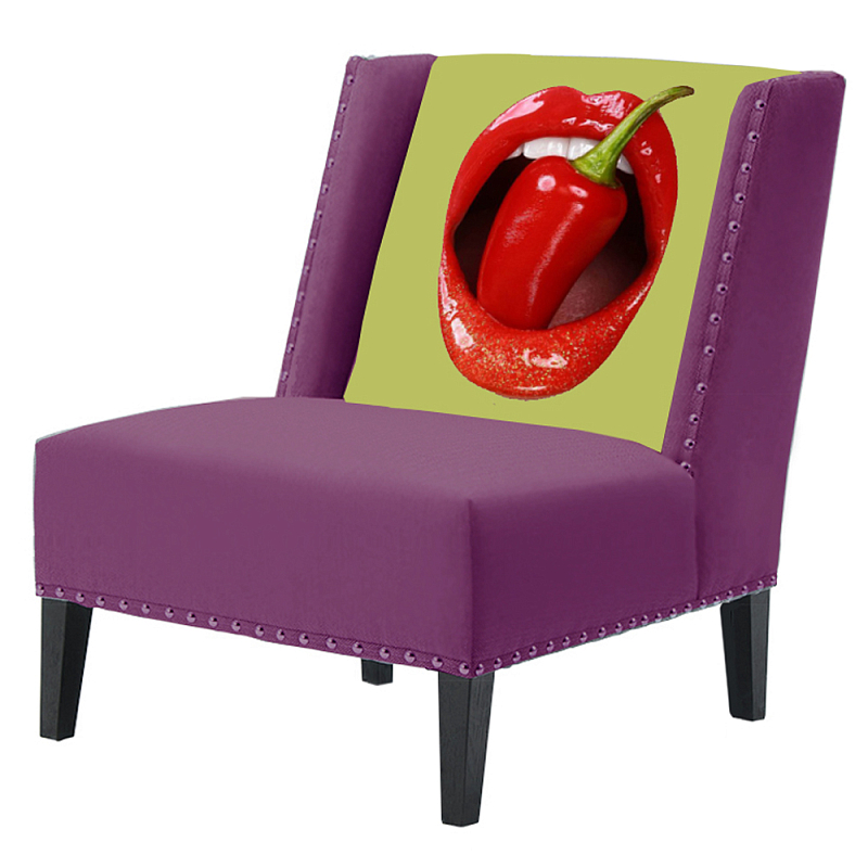 FUN Armchair "Chili Pepper" Purple  Дизайнерское кресло с цветным принтом Баклажан в Омске | Loft Concept 