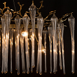 Люстра подвесная прямоугольная с бронзовыми акцентами и прозрачными стеклянными каплями Droplet Chandelier варинант исполнения - 6 | Loft Concept в Омске