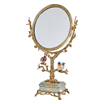 Зеркало с бронзовой подставкой в виде дерева и фарфоровыми птичками на голубом основании Eden Garden варинант исполнения - 1 | Loft Concept в Омске