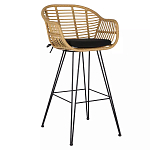 Стул барный с ротанговым плетением Half Bar Chair with Wicker с подлокотниками варинант исполнения - 2 | Loft Concept в Омске