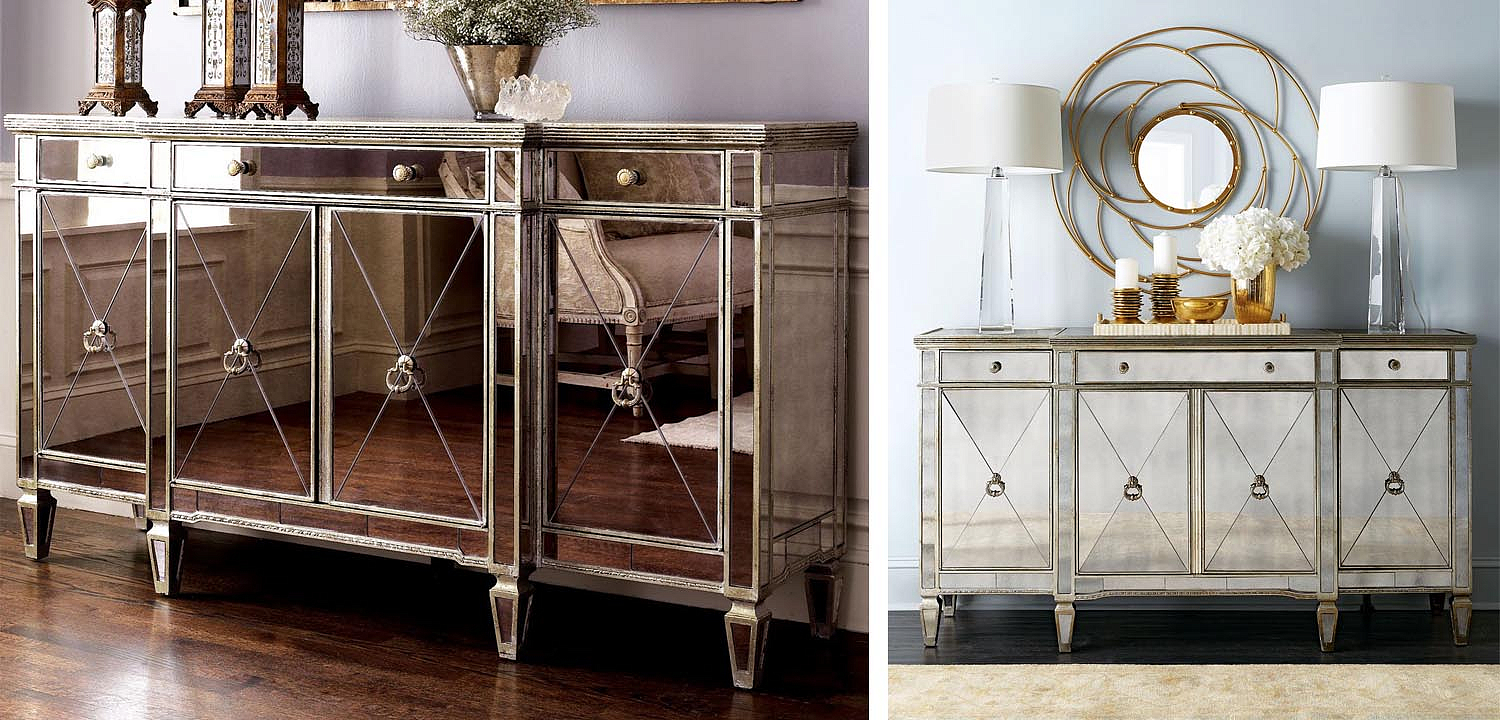 Комод зеркальный Celso Mirrored Chest of drawers 3 ящика и 4 дверцы Комод зеркальный Celso Mirrored Chest of drawers 3 ящика и 4 дверцы - Loft-Concept в Омске