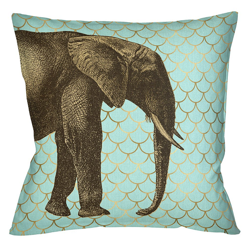 Подушка Safari light blue elephant Бирюзовый Глянцевое золото Подушка Safari light blue elephant Бирюзовый Глянцевое золото в Омске | Loft Concept
