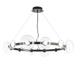 Люстра подвесная круглая с 12-ю прозрачными куполообразными плафонами и черным металлическим основанием Flos Wireline Lighting варинант исполнения - 1 | Loft Concept в Омске