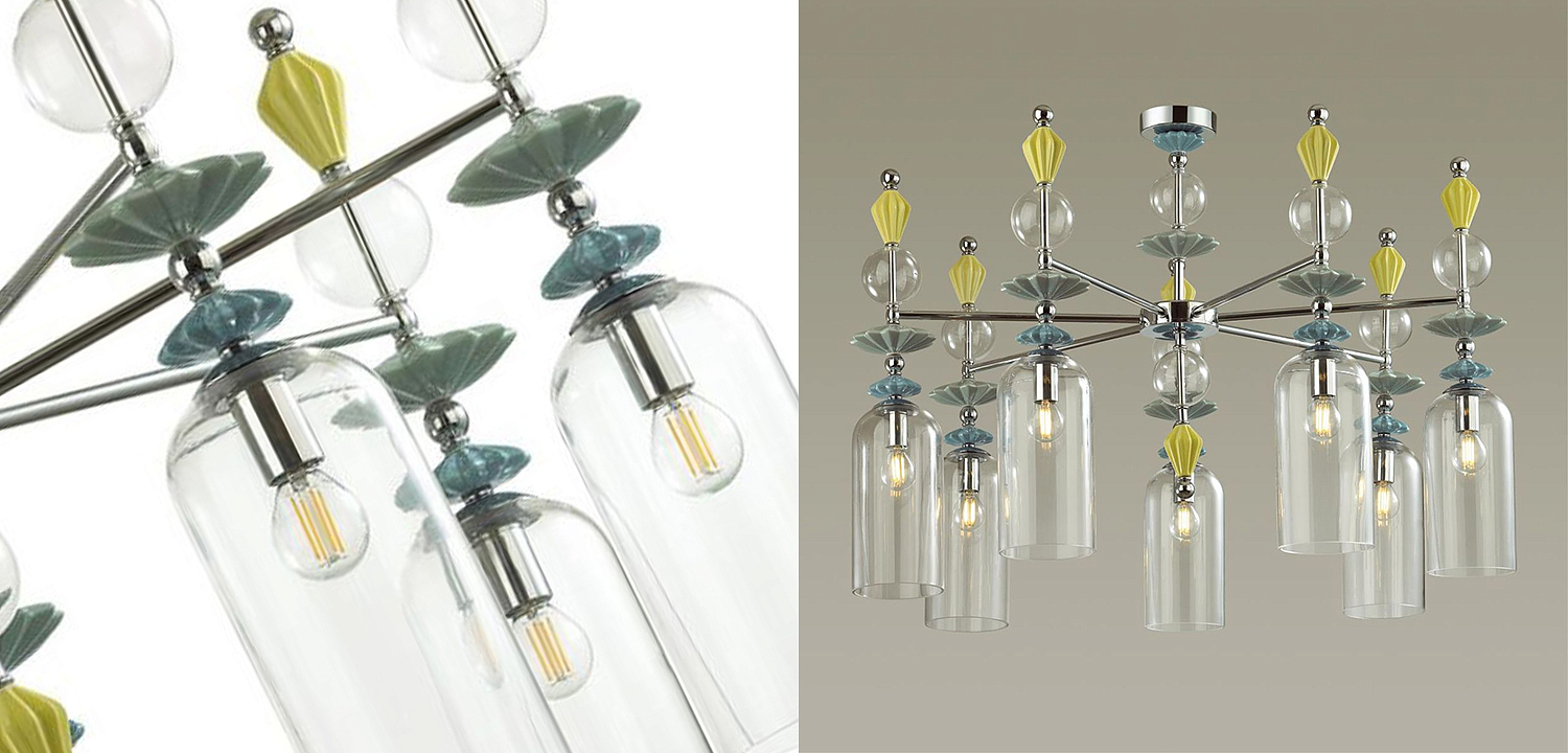 Люстра Iris Glass Chandelier candy 7 chrome Люстра Iris Glass Chandelier candy 7 chrome - Loft-Concept в Омске
