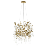 Подвесная люстра в виде ветвей деревьев золотого цвета с прозрачными подвесками-каплями 8 и 14 ламп Droplet Chandelier варинант исполнения - 2 | Loft Concept в Омске