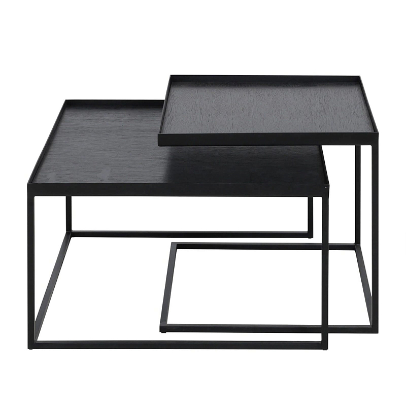 Комплект столиков с квадратными столешницами черные Black Table Combination Черный в Омске | Loft Concept 