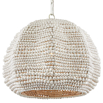Подвесной светильник в форме купола с декором из круглых деревянных бусин White Wooden Beads Chandelier варинант исполнения - 2 | Loft Concept в Омске
