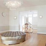 Люстра подвесная круглая с молочными стеклянными подвесками в форме капель Droplet Chandelier варинант исполнения - 4 | Loft Concept в Омске