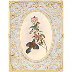 Декоративный постер с изображением птиц в раме с рельефным растительным узором Blooming Birds Poster варинант исполнения - 11 | Loft Concept в Омске