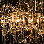 Подвесная люстра в виде ветвей деревьев золотого цвета с прозрачными подвесками-каплями 10 и 14 ламп Droplet Chandelier варинант исполнения - 6 | Loft Concept в Омске