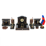 Настольный письменный набор с часами из природного камня обсидиана Peace Contract варинант исполнения - 1 | Loft Concept в Омске