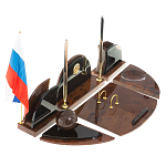 Настольный письменный набор с часами из природного камня обсидиана Oval Office варинант исполнения - 2 | Loft Concept в Омске