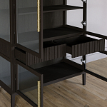 Витрина Primo со стеклянными фасадами и 2 ящиками Темный орех варинант исполнения - 5 | Loft Concept в Омске