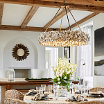 Люстра круглая с абажуром из устричных раковин Sea Ravens варинант исполнения - 4 | Loft Concept в Омске