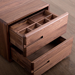 Прикроватный столик деревянный с 2-мя ящиками Moon Walnut Furniture варинант исполнения - 5 | Loft Concept в Омске