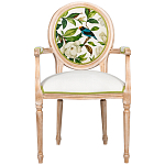 Стул с подлокотниками золотистый из бука с изображением птиц и цветов Blooming Birds варинант исполнения - 1 | Loft Concept в Омске