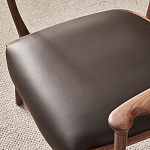 Стул деревянный с мягким сиденьем из коричневой натуральной кожи Moon Walnut Furniture варинант исполнения - 9 | Loft Concept в Омске