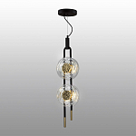 Подвесной светильник с черным основанием и золотистым декором Bruno Duo варинант исполнения - 4 | Loft Concept в Омске