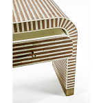 Тумбочка прикроватная с ящиком Tofino Stripes Bone Inlay Bedside Beige варинант исполнения - 3 | Loft Concept в Омске