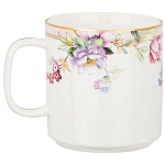 Кружка из фарфора белая с цветочным принтом 400 мл Flower Porcelain Collection варинант исполнения - 1 | Loft Concept в Омске